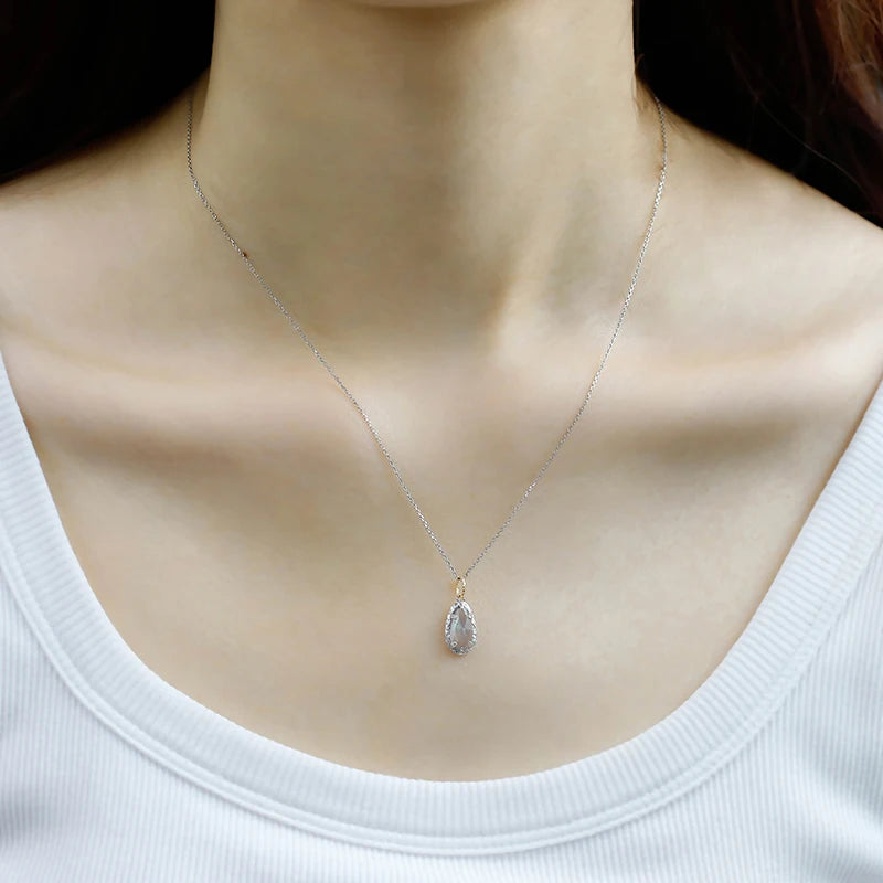 New Product Necklace Pendant 925 Sterling Silver Electroplated 14k Gold Natural Labradorite Pendant Women's Jewelry