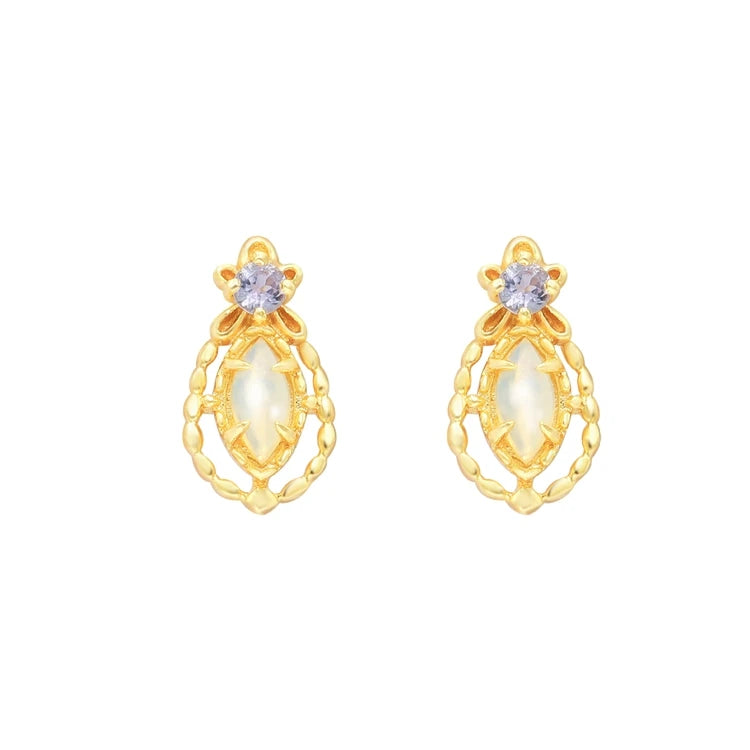 Emotional Factory 925 Sterling Silver 14K Gold Plated Gemstones Vintage Light Luxury Tanzanite Zirconia Opal Australia Earrings