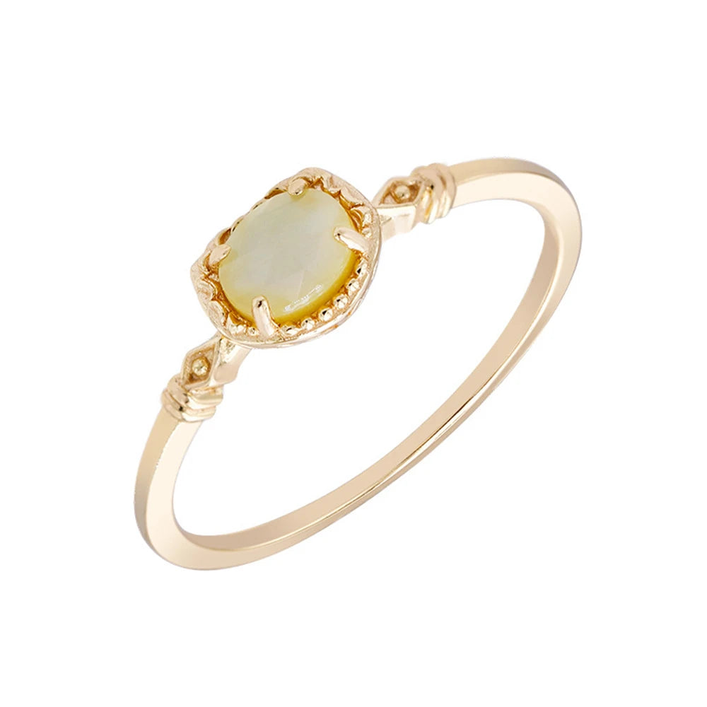 925 Sterling Silver 14K Gold Plated Gem Stone Gemstone Cz Zircon Many Stars Fashion Workplace Irregular Pink Shell Ring