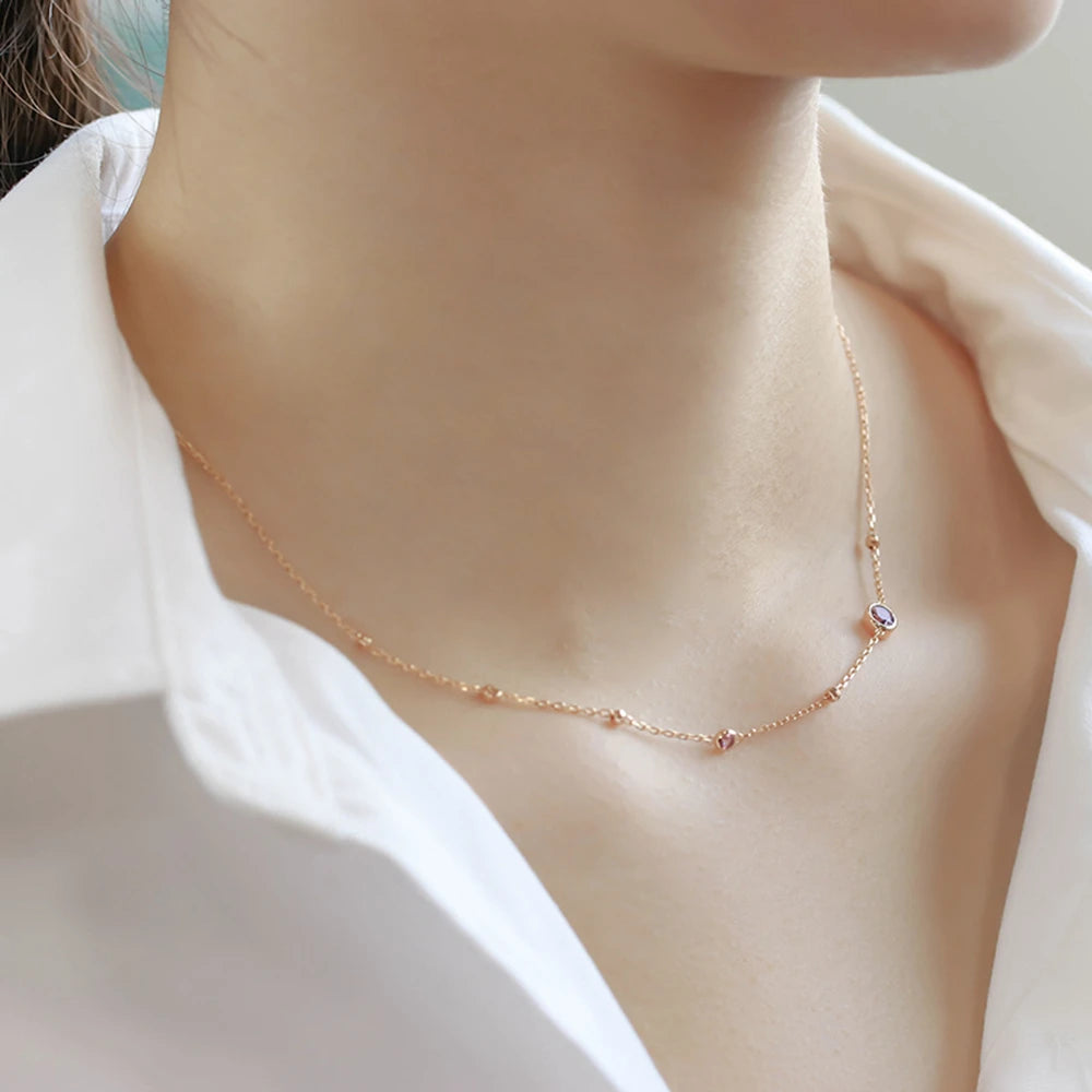 Egg-Shaped Amethyst Pink Tourmaline Necklace