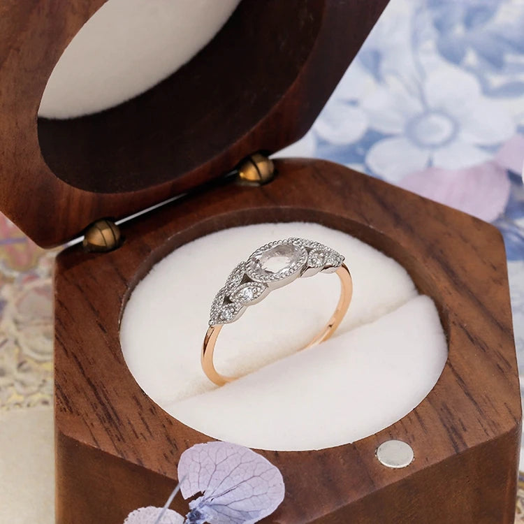 Emotional Factory 925 Sterling Silver 14K Gold Plated Gemstone Cz Zircon Retro Simple  Colour Separated Rock Crystal Ring