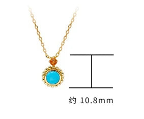 Emotional Factory 925 Sterling Silver 14K Gold Plated Gemstone Round Bead Flower Natural Turquoise Necklace