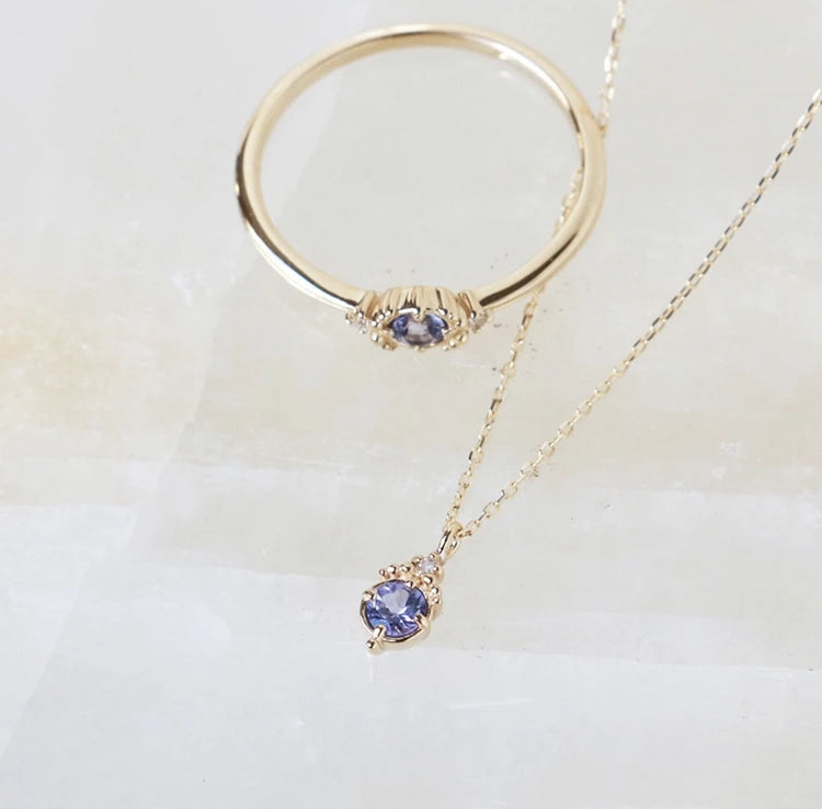 Emotional Factory 925 Sterling Silver 14K Gold Plated Gemstone Zircon Beaded Crown Tanzanite Necklace