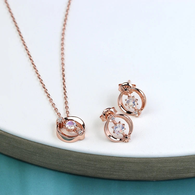 Emotional Factory 925 Sterling Silver 14K Gold Plated Gemstone Moonstone Topaz Custom Stone Necklace