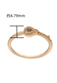 925 Sterling Silver 14K Gold Plated Gemstone Natural Labradorite Stripe Key Shape Ring