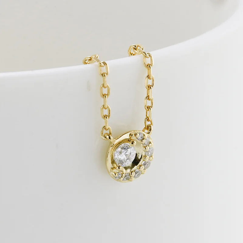 Emotional Factory 925 Sterling Silver 14K Gold Plated Gemstone Minimalist Niche Designs Round Moon Star Necklace for Women