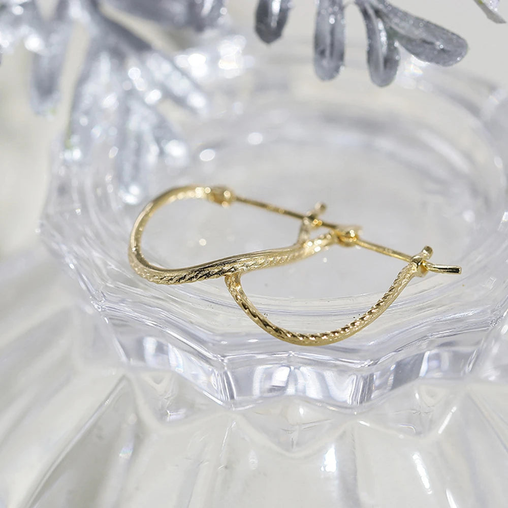 Emotional Factory 925 Sterling Silver 14K Gold Plated Gemstone Fine Jewelry Ring S-Curve Curve Wave Hoop Earrings