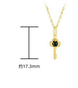 Emotional Factory 925 Sterling Silver 14K Gold Plated Gemstones Custom Gem Jewelry Natural Black Onyx Key Pendant Necklace
