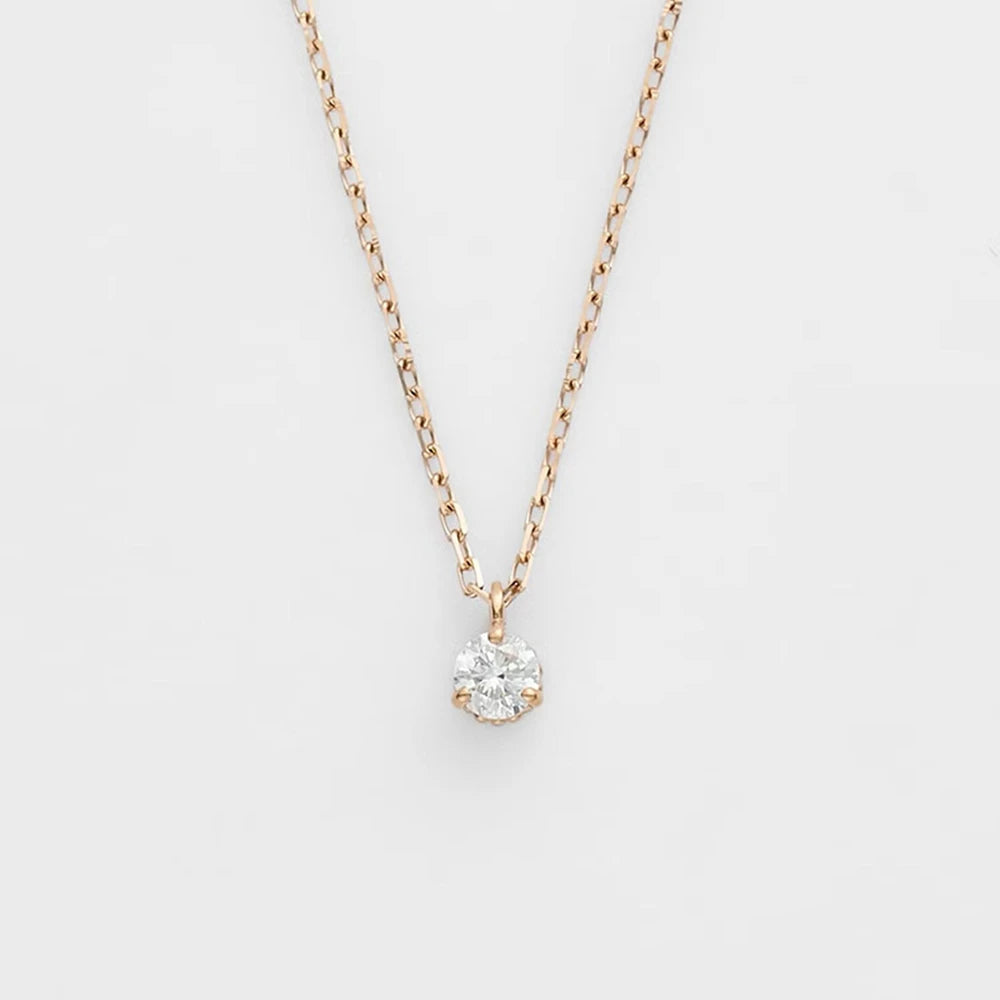 Factory 925 Sterling Silver 14K Gold Plated Gemstone Single Stone Solitaire  Inlaid With Three Claws Moissanite Necklace