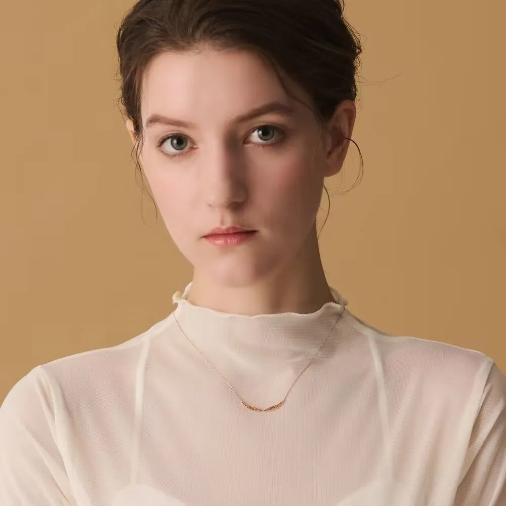 Exclusive Wholesale Offer: Elegant S925 Sterling Silver Necklace with 14K Gold Plated Japanese Retro Hollow Wing Design