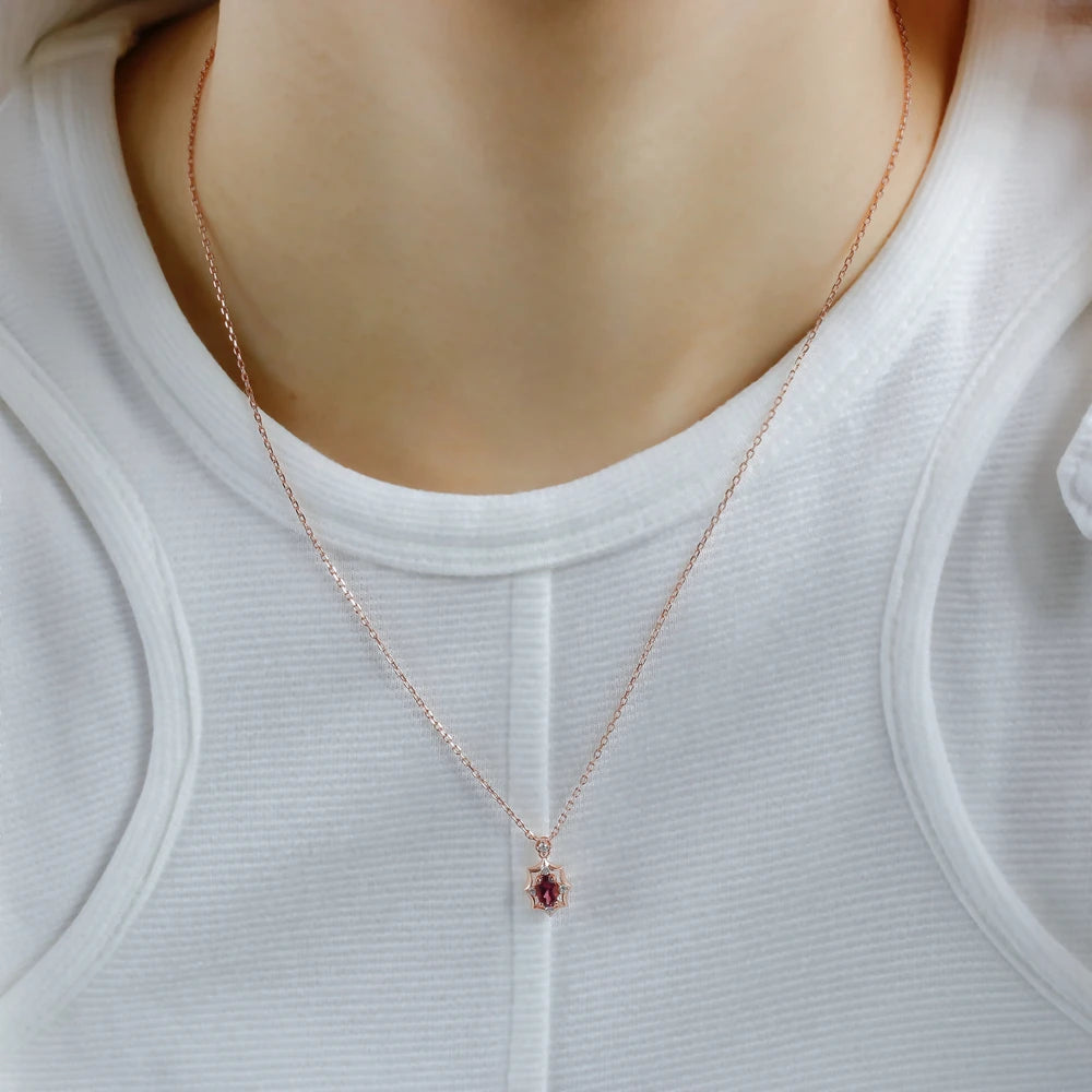 925 Sterling Silver 14K Gold Plated Gemstone Geometrical Sky Blue Topaz Garnet Necklace