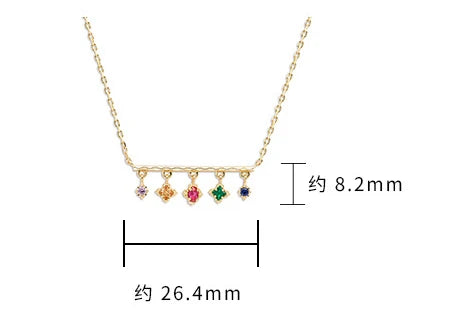 925 Sterling Silver 14K Gold Plated Gemstone Purple Zirconia Champagne Zirconia Red Green Nano Stone Blue Corundum Necklace