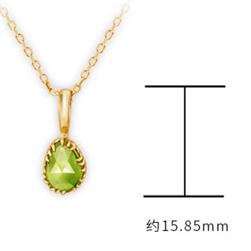 Gemstone Vintage Minimalist Drop Green Peridot Pendant Necklace