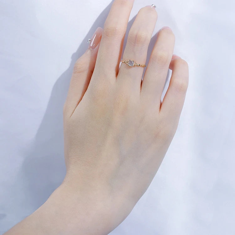 925 Sterling Silver 14K Gold Plated Gemstone Natural Aquamarine Geometric Bee Ring