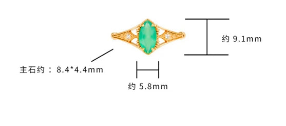 Emotional Factory 925 Sterling Silver 14K Gold Plated Gem Stone Gemstone Cz Zircon Geometric Drop Light Green Chalcedony Ring