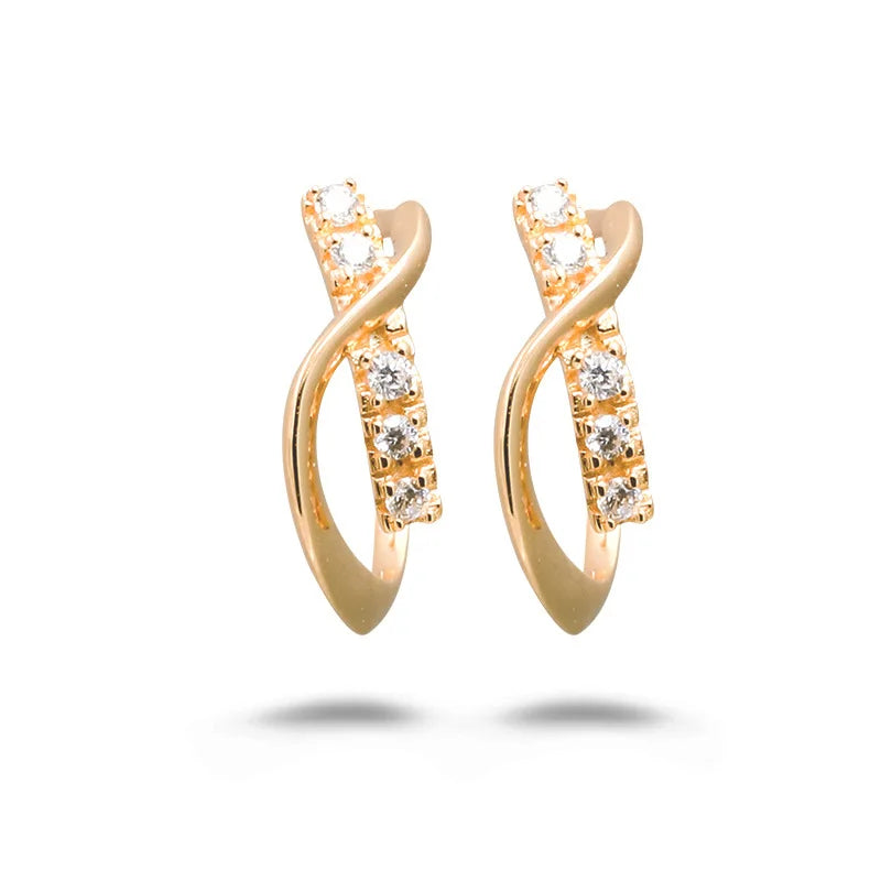 Emotional Factory 925 Sterling Silver 14K Gold Plated Retro Fashion Carved Cz Zircon X Shaped Earrings