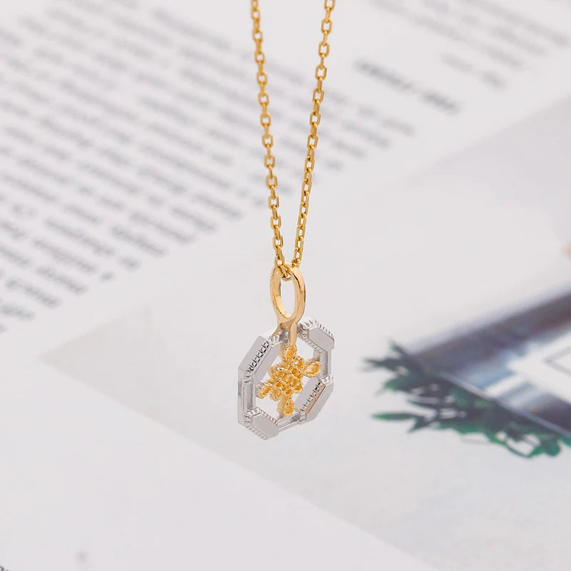 2024 New Arrival National Style Chinese Knot Element S925 Silver 2 Tones Gold Color Jewelry