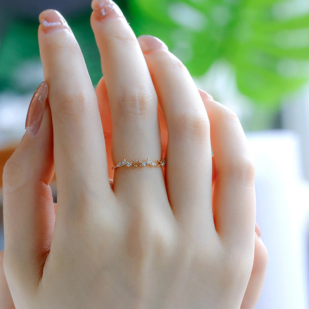 925 Sterling Silver 14K Gold Plated Gemstone Minimalist Vintage Zircon Crown Ring