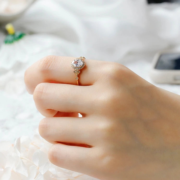 Emotional Factory 925 Sterling Silver 14K Gold Plated Retro Vintage Cz Zircon Ring Geometric Rings