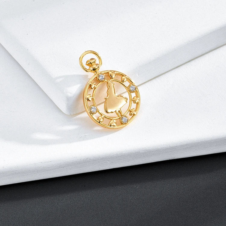 Emotional Factory 925 Sterling Silver 14K Gold Plated Hollow Map Compass Pendant