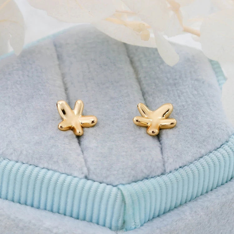 Emotional Factory 925 Sterling Silver 14K Gold Plated Simplicity Starfish Mini Flowers Earrings