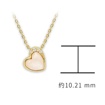 Gemstone Three-Dimensional Love Pink Shellfish White Zircon Necklace