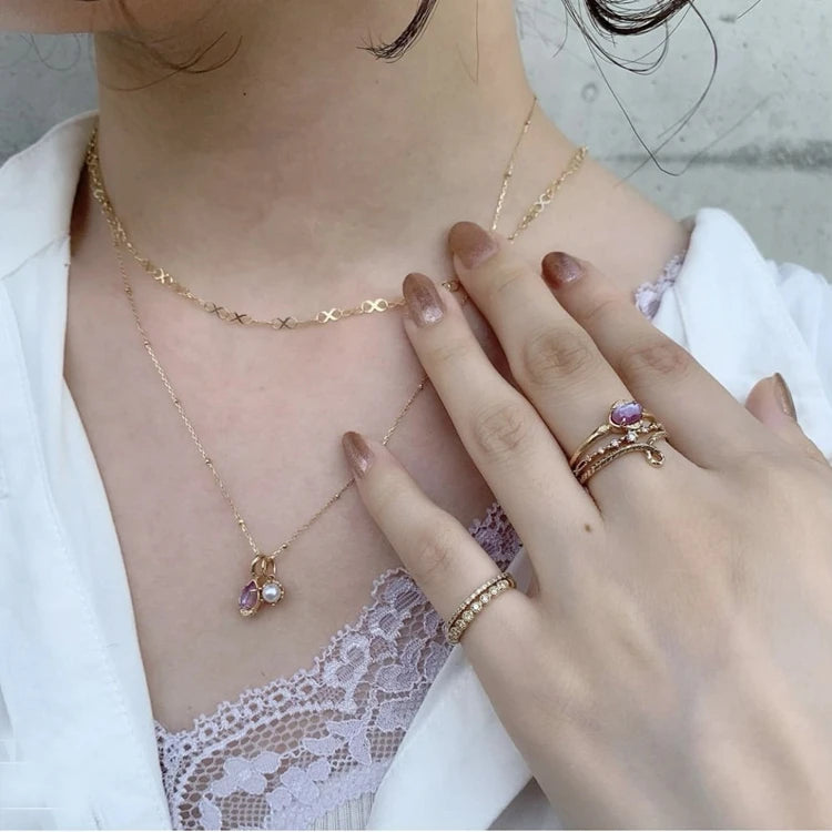 Emotional Factory 925 Sterling Silver 14K Gold Plated Gemstones Double Red Corundum Natural Crystal Geometric Stone Ring