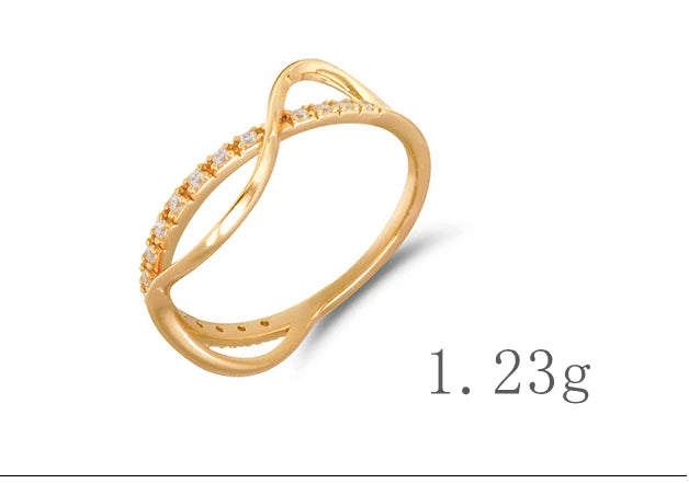 Emotional Factory 925 Sterling Silver 14K Gold Plated Gemstone Retro Fashion Carved Cz Zircon X Shaped Ring