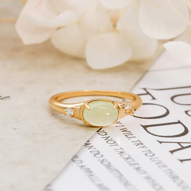 Light Luxury Gem Female Handpiece Green Grape Stone Ring Sterling Silver 925 Ring