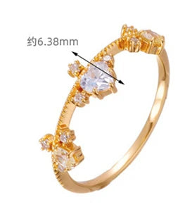 Emotional Factory 925 Sterling Silver 14K Gold Plated Gemstone Heart Irregular Diamond Shaped  Ring