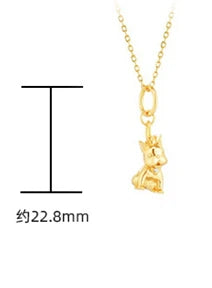 Emotional Factory 925 Sterling Silver 14K Gold Plated Gemstones Animals Zircon Stereo Pet Dog Necklace