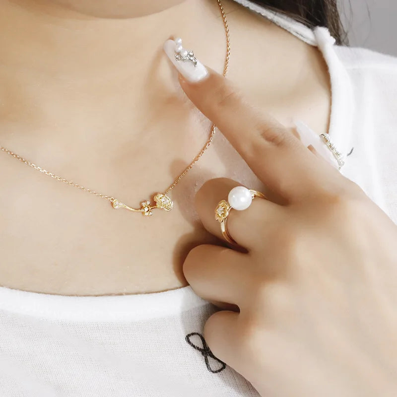 Emotional  925 Sterling Silver 14K Gold Plated Gemstone Moissanite Diamond Designs Flower Temperament Cubic Lotus Necklace