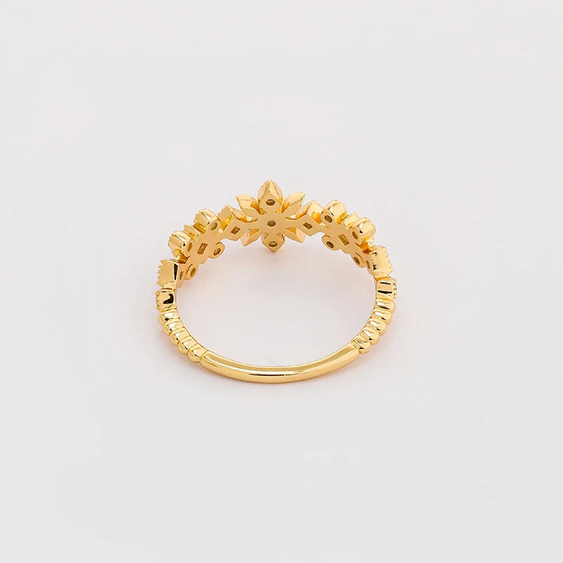 Dunli Jewelry Italian Style Light Luxury High Sense Set Full Zircon S925 Silver Plated Gold Ring Wholesale