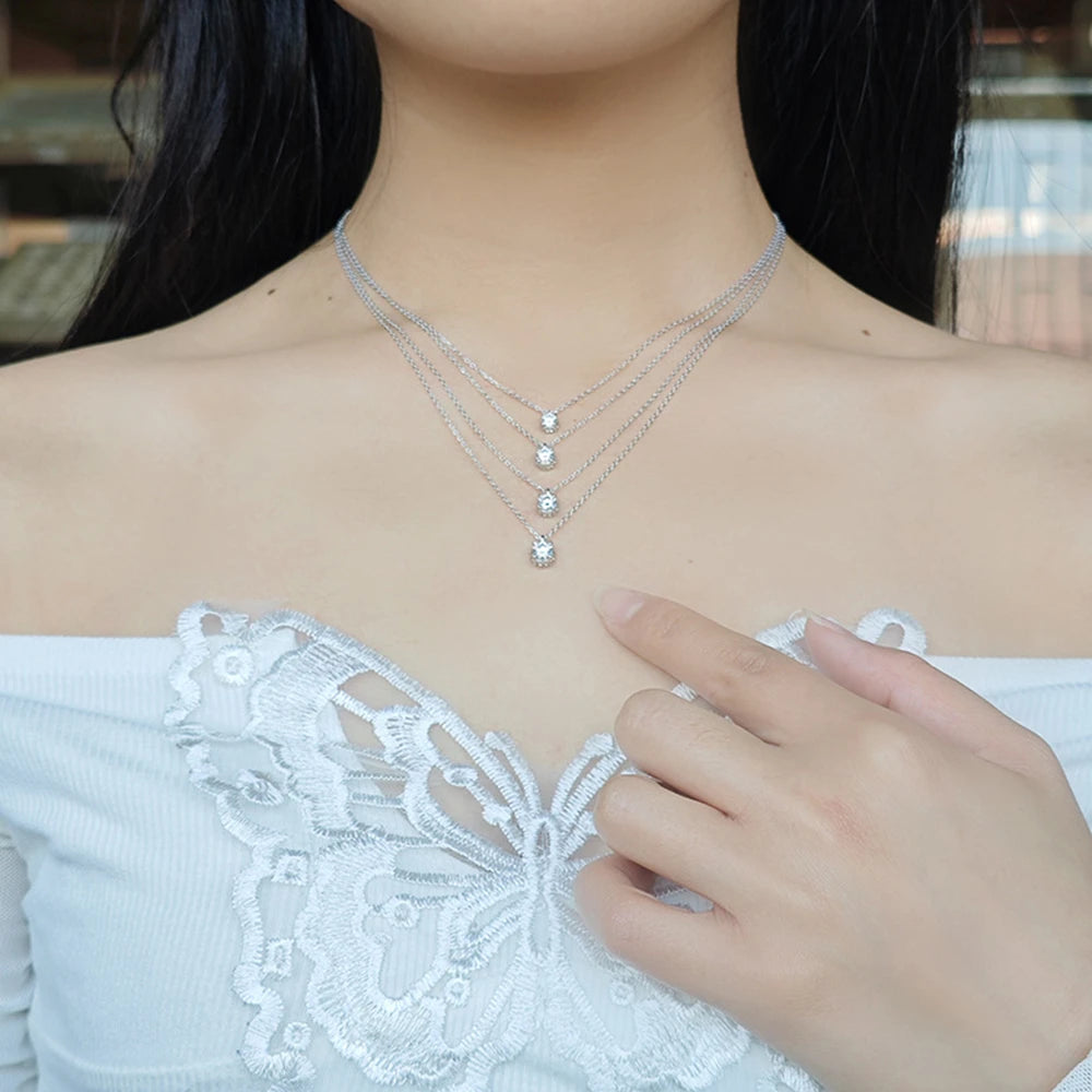 Emotional Factory 925 Sterling Silver 14K Gold Plated Gemstone Single Solitaire Four-Clawed Set Stone Moissanite  Necklace