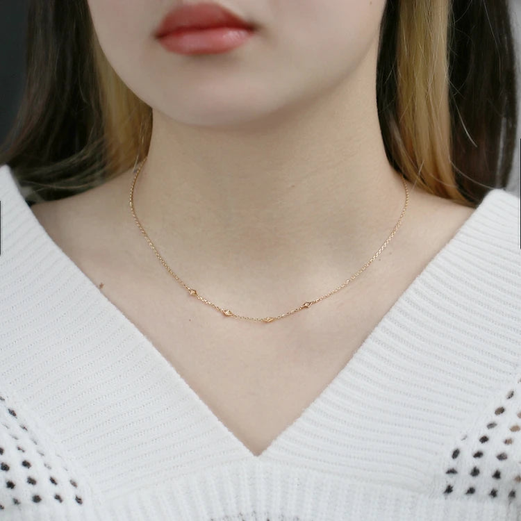 Gemstone Emotional Factory 925 Sterling Silver 14K Gold Plated Zircon Simple Eight-Pointed Star Carved Necklace