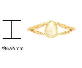 Emotional Bijoux Femmes En Gros Factory 925 Sterling Silver 14K Gold Plated Gemstones African Opal Rice Crop Shaped Drop Ring