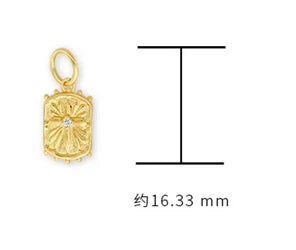 Emotional Factory 925 Sterling Silver 14K Gold Plated Gemstone Antique Badge Cross Carved Wave Point Pendant