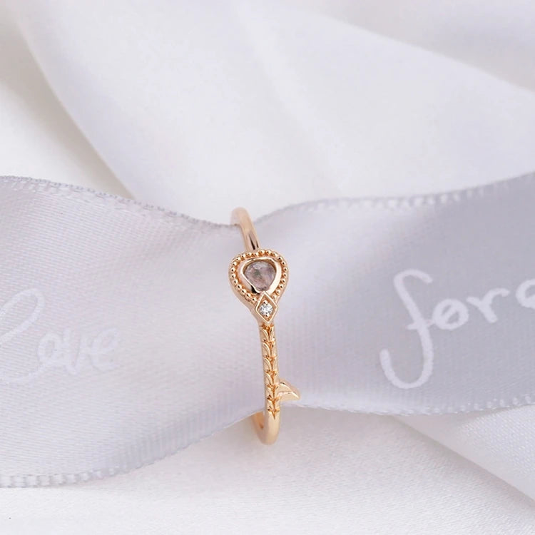 925 Sterling Silver 14K Gold Plated Gemstone Natural Labradorite Stripe Key Shape Ring