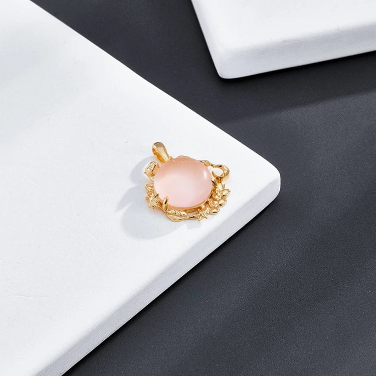 Emotional Factory 925 Sterling Silver 14K Gold Plated Gemstone Pink Crystal Leaf Star Pendant