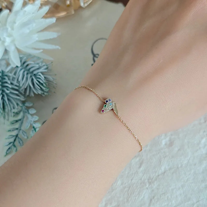 Emotional Factory 925 Sterling Silver 14K Gold Plated Gemstone Cz Rainbow Colorful Zircon Butterfly Necklace