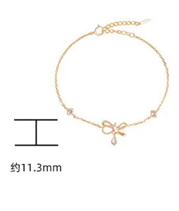 Emotional Pulsera De Pareja Factory 925 Sterling Silver 14K Gold Plated Gemstones Star Knot Bow Zirconia Bracelet