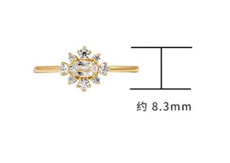 Emotional Factory 925 Sterling Silver 14K Gold Plated Gem Stone Gemstone Cz Zircon Flower Opening Natural Topaz Ring
