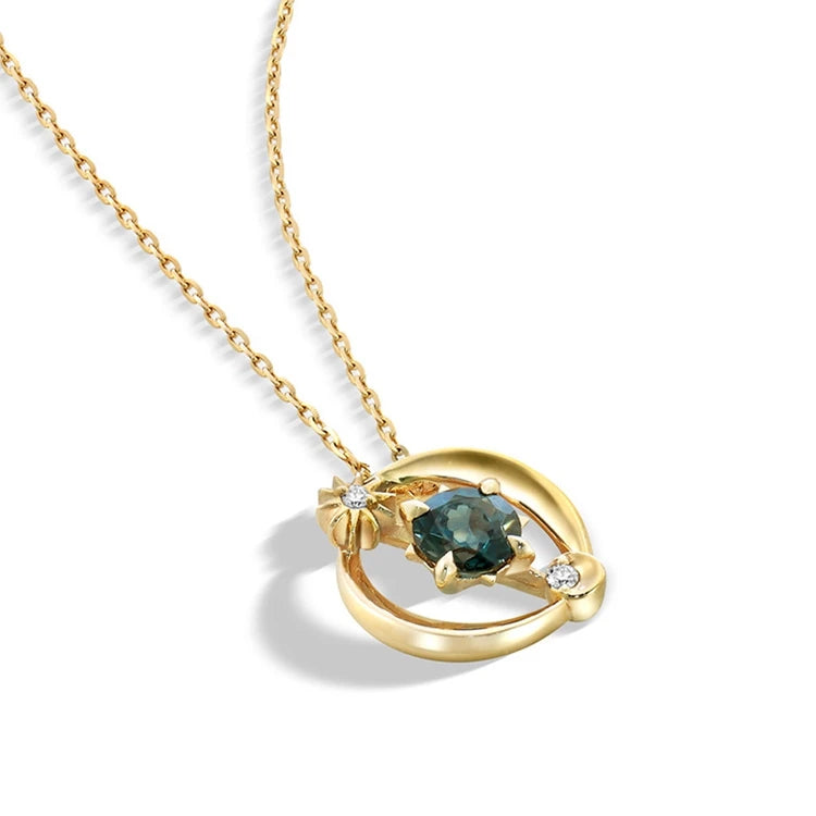 Emotional Factory 925 Sterling Silver 14K Gold Plated Gemstone Moonstone Topaz Custom Stone Necklace