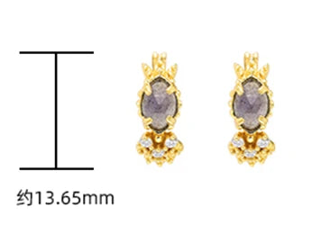 Emotional Factory 925 Sterling Silver 14K Gold Plated Gemstones Natural Cordierite Zircon Labradorite Stud Earrings for Women