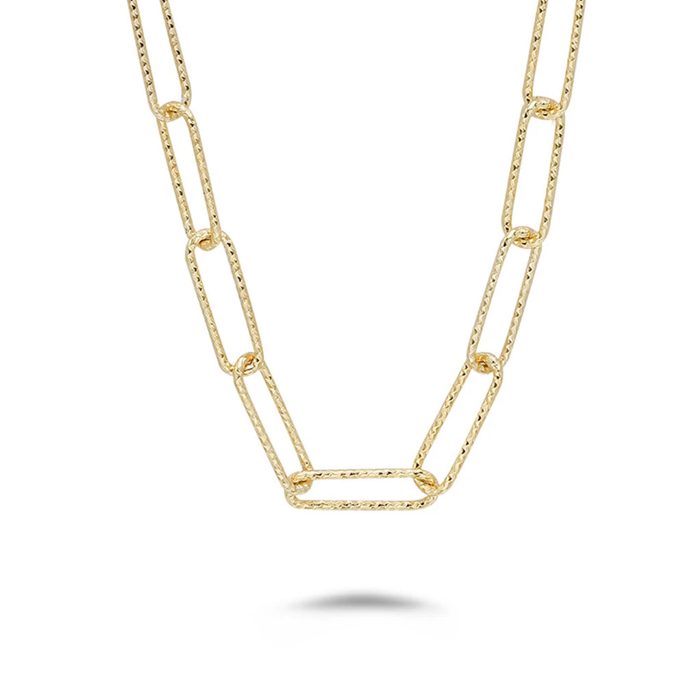 Emotional Factory 925 Sterling Silver 14K Gold Plated Layering Style Glitter Chain Necklace