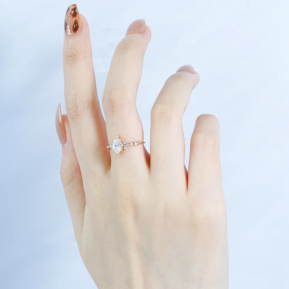 Emotional Factory 925 Sterling Silver 14K Gold Plated Gemstones Sun Ins Big Zircon Ring