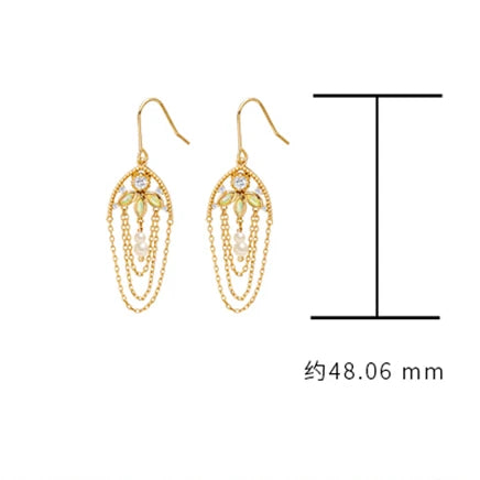 Leaf Tassels African Opal Earrings