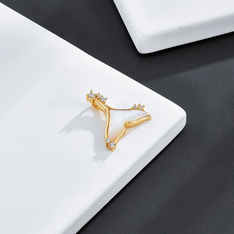 Emotional Factory 925 Sterling Silver 14K Gold Plated Mermaid Tail White Shell Zircon Pendant