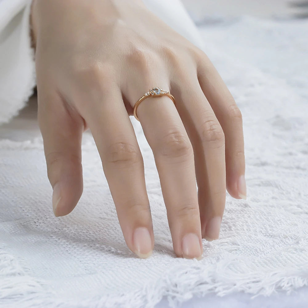 925 Sterling Silver Gold Jewelry Gemstone Wedding Rings Minimalist Opal Lapis Lazuli Quartz Agate Aventurine Ring Schmuck