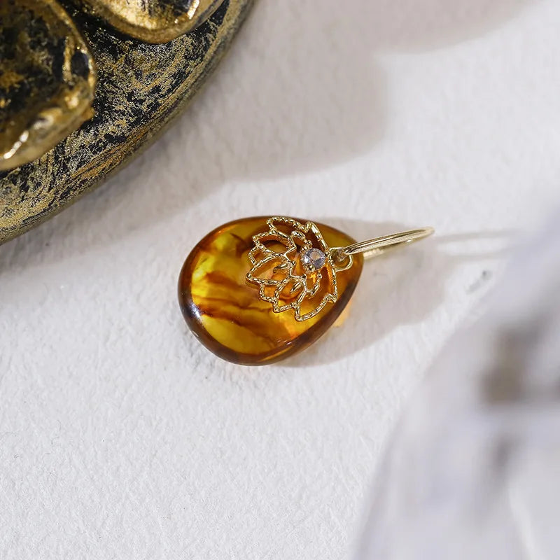 Emotional Factory 925 Sterling Silver 14K Gold Plated Natural Gemstone Amber Cordierite Iolite Pendant